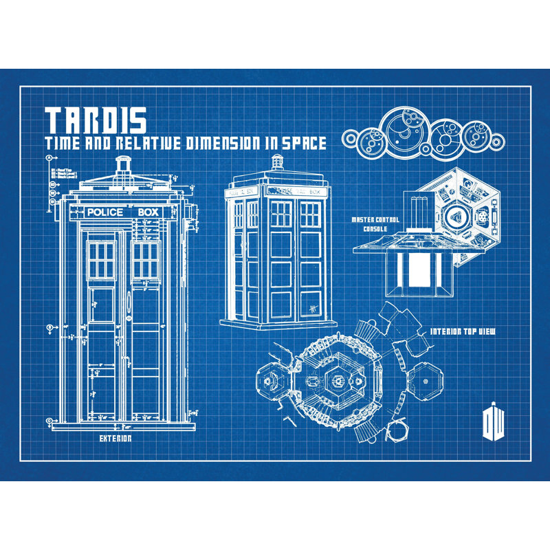 inked and screened doctor who tardis blueprint graphic art tardis design plans